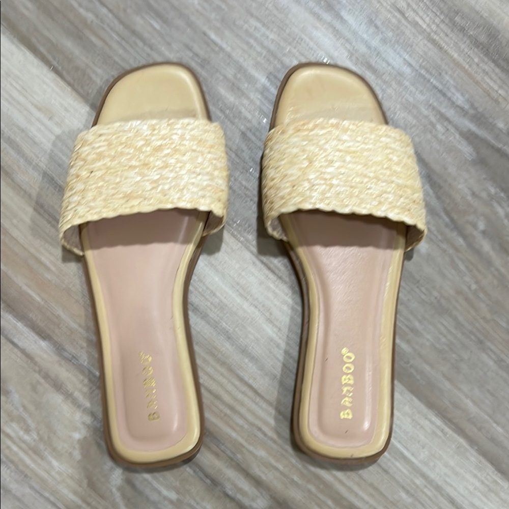 BAMBOO Tan Woven Slide Sandals